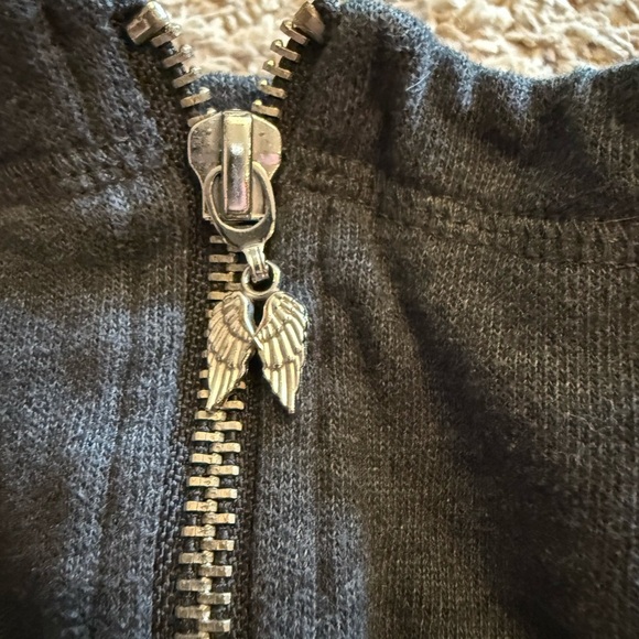 Victoria's Secret Black Half-Zip Sweatshirt with White Stripes - Picture 2 of 4